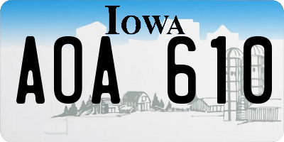 IA license plate AOA610
