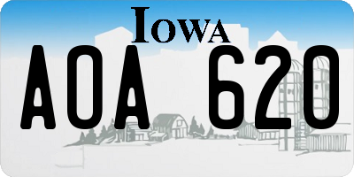 IA license plate AOA620