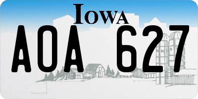IA license plate AOA627