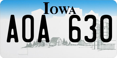 IA license plate AOA630