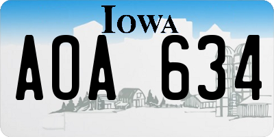 IA license plate AOA634