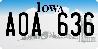 IA license plate AOA636