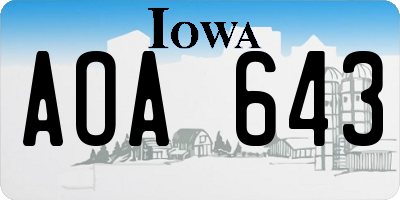 IA license plate AOA643
