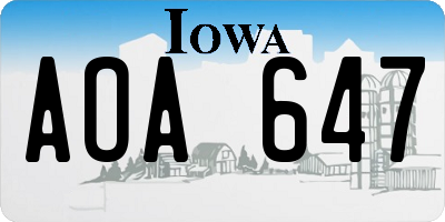 IA license plate AOA647