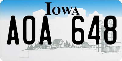 IA license plate AOA648