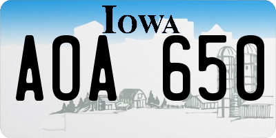 IA license plate AOA650