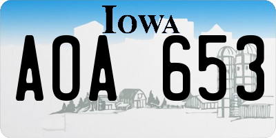 IA license plate AOA653