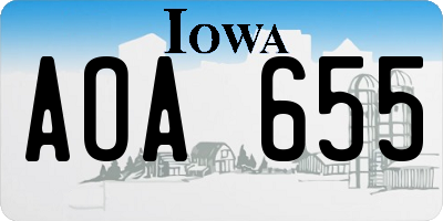 IA license plate AOA655