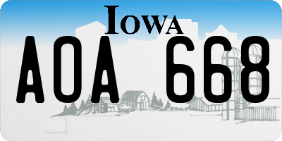 IA license plate AOA668