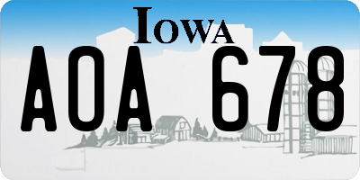 IA license plate AOA678