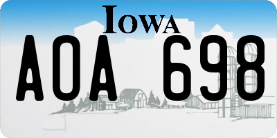 IA license plate AOA698