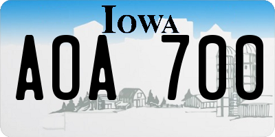 IA license plate AOA700