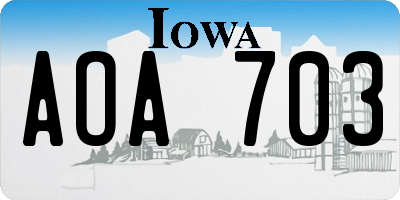 IA license plate AOA703