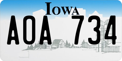 IA license plate AOA734