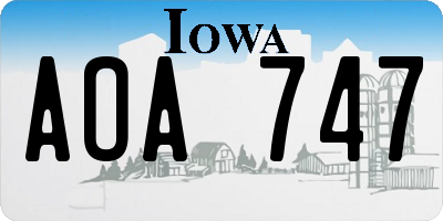 IA license plate AOA747