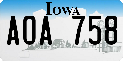 IA license plate AOA758