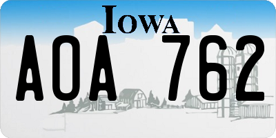 IA license plate AOA762