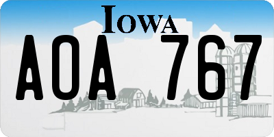 IA license plate AOA767
