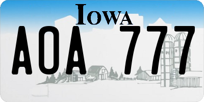 IA license plate AOA777