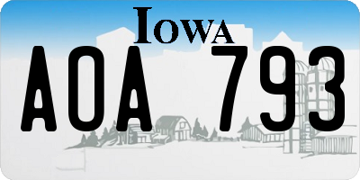 IA license plate AOA793