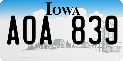 IA license plate AOA839