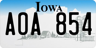 IA license plate AOA854