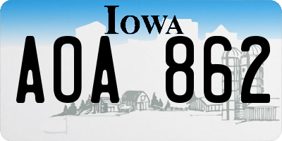 IA license plate AOA862