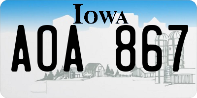 IA license plate AOA867