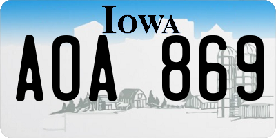 IA license plate AOA869