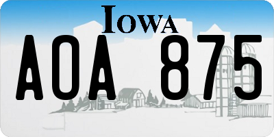 IA license plate AOA875