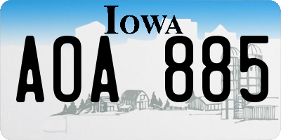 IA license plate AOA885