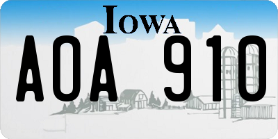 IA license plate AOA910