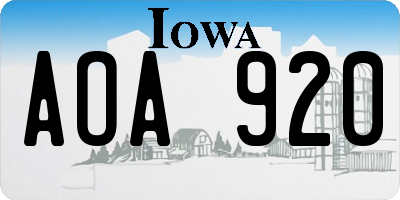 IA license plate AOA920