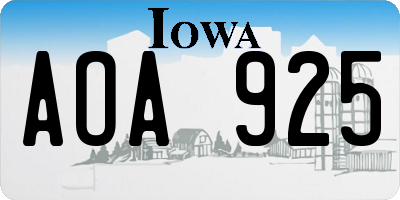 IA license plate AOA925