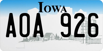 IA license plate AOA926