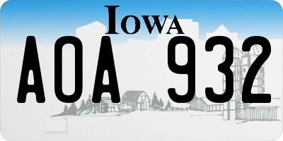 IA license plate AOA932