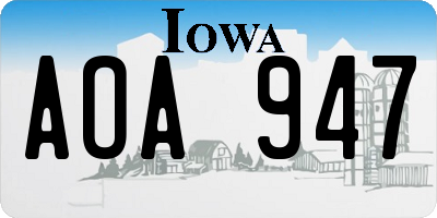 IA license plate AOA947