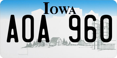 IA license plate AOA960