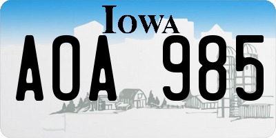 IA license plate AOA985
