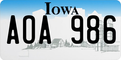 IA license plate AOA986