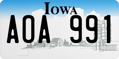 IA license plate AOA991