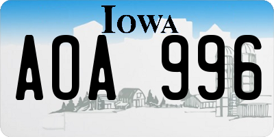 IA license plate AOA996