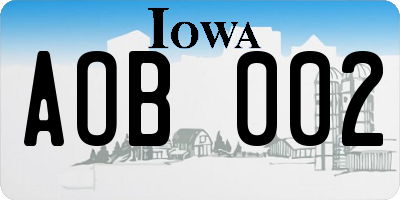 IA license plate AOB002