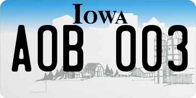 IA license plate AOB003