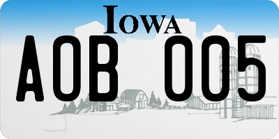 IA license plate AOB005