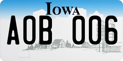 IA license plate AOB006