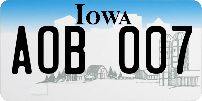 IA license plate AOB007
