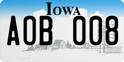 IA license plate AOB008