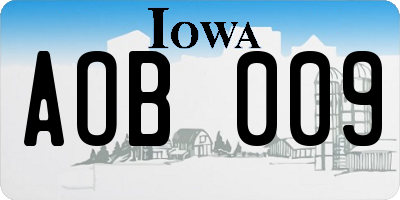 IA license plate AOB009
