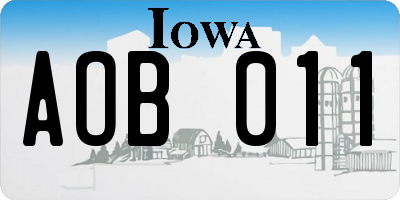 IA license plate AOB011